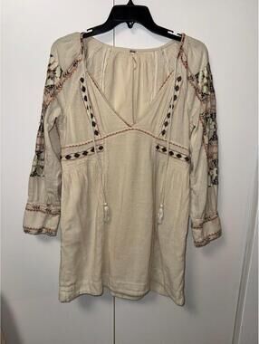 Free people women’s long sleeve embroidered dress Sz xs flaw boho festival